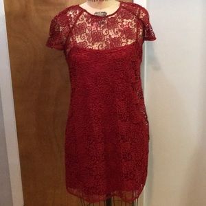 Zara red lace dress short size medium